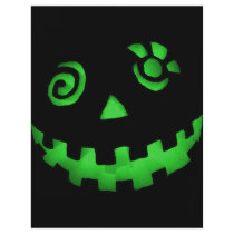 Crazy Jack O Lantern Pumpkin Face Green Flyer Design