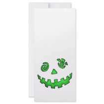 Crazy Jack O Lantern Pumpkin Face Green Custom Rack Cards