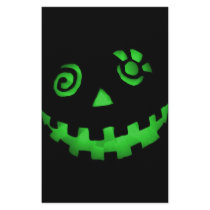 Crazy Jack O Lantern Pumpkin Face Green Stationery Design