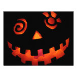 Crazy Jack O Lantern Pumpkin Face Orange Personalized Invites