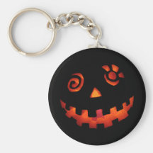 Crazy Jack O Lantern Pumpkin Face Orange Keychains