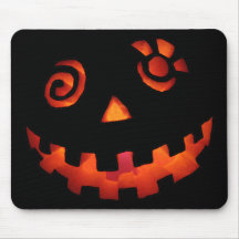 Crazy Jack O Lantern Pumpkin Face Orange Mouse Pad