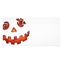Crazy Jack O Lantern Pumpkin Face Orange photo cards