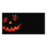 Crazy Jack O Lantern Pumpkin Face Orange Customized Photo Card