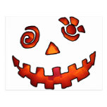 Crazy Jack O Lantern Pumpkin Face Orange Postcard