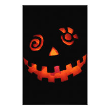 Crazy Jack O Lantern Pumpkin Face Orange Stationery Paper