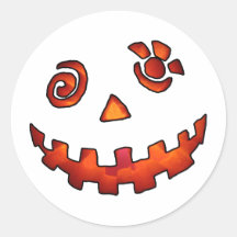 Crazy Jack O Lantern Pumpkin Face Orange Stickers