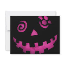 Crazy Jack O Lantern Pumpkin Face Pink invitations by VoXeeD Crazy Jack O Lantern Pumpkin Face Pink invitations