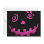 Crazy Jack O Lantern Pumpkin Face Pink Personalized Announcement