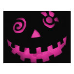 Crazy Jack O Lantern Pumpkin Face Pink Personalized Announcement