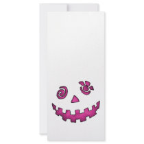 Crazy Jack O Lantern Pumpkin Face Pink Rack Card Template