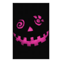 Crazy Jack O Lantern Pumpkin Face Pink Customized Stationery