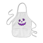Crazy Jack O Lantern Pumpkin Face Purple Apron