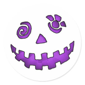 Crazy Jack O Lantern Pumpkin Face Purple sticker