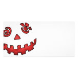 Crazy Jack O Lantern Pumpkin Face Red Custom Photo Card