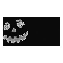 Crazy Jack O Lantern Pumpkin Face White Gray Photo Card