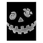 Crazy Jack O Lantern Pumpkin Face White Gray Post Cards