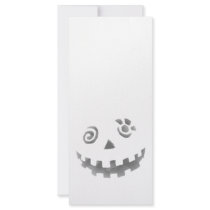 Crazy Jack O Lantern Pumpkin Face White Gray Personalized Rack Card