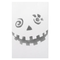 Crazy Jack O Lantern Pumpkin Face White Gray Custom Stationery