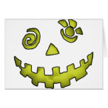 Crazy Jack O Lantern Pumpkin Face Yellow Greeting Cards