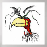 Crazy Looking Harpie Vulture Bird with Red-Neck Print