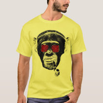 urban, funny, monkey, vintage, cool, pipe, psychedelic, retro, fun, glasses, crazy monkey, primat, sunglasses, T-shirt/trøje med brugerdefineret grafisk design