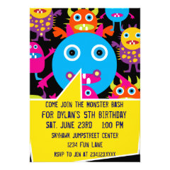 Crazy Monsters Birthday Party Invitations