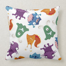 Crazy Monsters Fun Colorful Patterns for Kids Throw Pillow