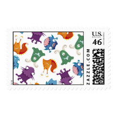 Crazy Monsters Fun Colorful Patterns for Kids Postage Stamp