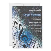 CRAZY MUSICAL NOTES Bar Mitzvah Invitation