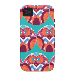 Crazy Owl Colorful Chevron Purple Orange Pink Blue iPhone 4/4S Cases