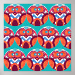 Crazy Owl Colorful Chevron Purple Orange Pink Blue Print