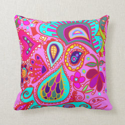 Crazy Paisley TWO sided PINK & PURPLE Throw Pillow