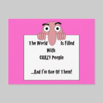 Crazy People  I'm One Of Them postcards