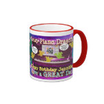 Crazy Piano Dragons say Happy Birthday funny Mug