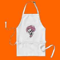 crazy pink hair skull aprons