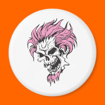 crazy pink hair skull magnets