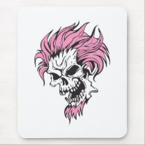 crazy pink hair skull mousepads