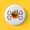 crazy pumpkin and crossbones design buttons