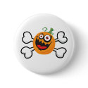 crazy pumpkin and crossbones design buttons