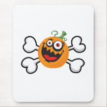 crazy pumpkin and crossbones design mousepads