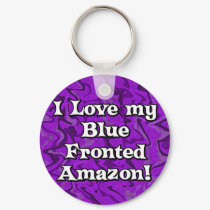 Crazy Purple Blue Fronted Amazon Keychain by MenagerieMayhem Crazy Purple Blue Fronted Amazon Keychain