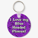 Crazy Purple Blue Headed Pionus Keychain by MenagerieMayhem Crazy Purple Blue Headed Pionus Keychain