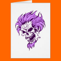 crazy purple hair skull cards