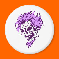 crazy purple hair skull magnets