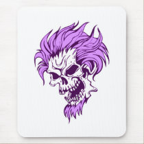 crazy purple hair skull mousepads
