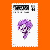 crazy purple hair skull stamps