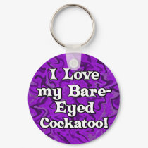 Crazy Purple I Love my Bare Eyed Cockatoo Keychain by MenagerieMayhem Crazy Purple I Love my Bare Eyed Cockatoo Keychain