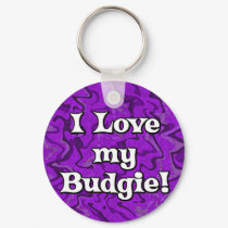 Crazy Purple I Love my Budgie Keychain by MenagerieMayhem Crazy Purple I Love my Budgie Keychain