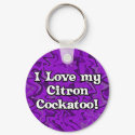 Crazy Purple I Love My Citron Cockatoo Keychain by MenagerieMayhem Crazy Purple I Love My Citron Cockatoo Keychain